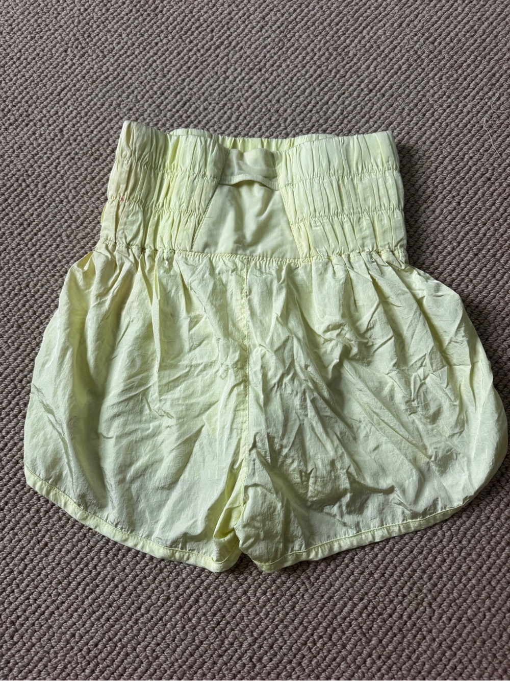 FP Movement by Free People Pale Yellow High-Waist Smocked Shorts